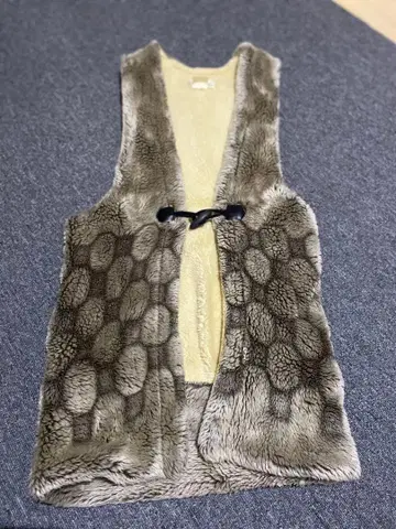 쇼와 레트로 퍼 베스트 일본제 짙은 갈색 쇼와 빈티지풍 조끼