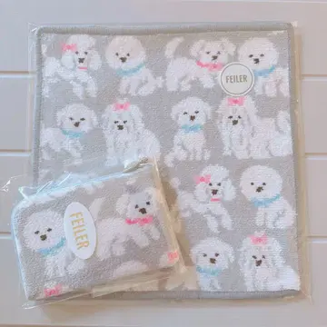 페이러 모후모후 완찬 손수건 & L자 파우치 그레이