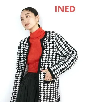 정가 30000엔 INED 이네드 하운드 투스 니트 가디건