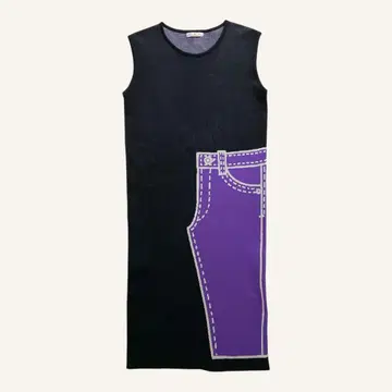 쓰리포타임 원피스 민소매 프린트 올 패턴 타이트 I라인 니트