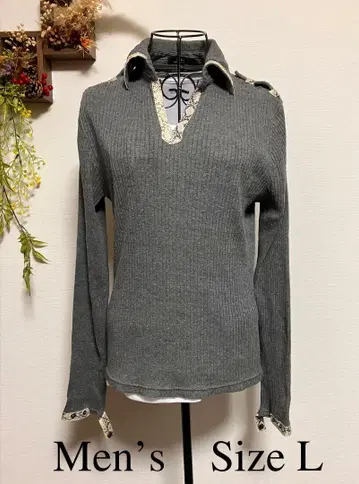 남성용 리브 편직 뱀 악센트 블라우스 남성용 size L