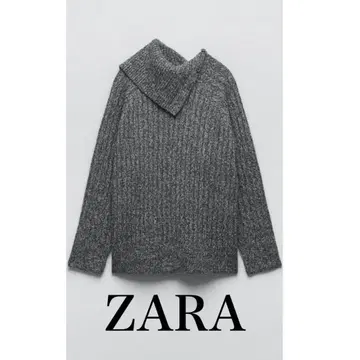 zara 여성용 리브 니트 스웨터 차콜 그레이