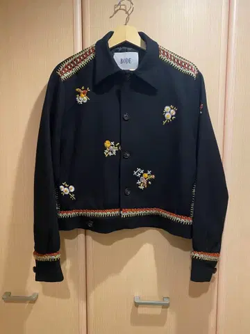 BODE 보디 자수 메리노울 크롭 자켓 블랙 S