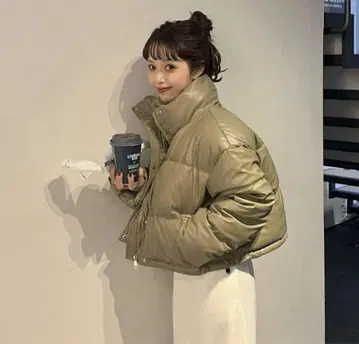 [ 새상품 ] nugu may 인조 가죽 패딩 자켓