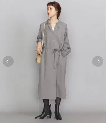 뷰티 앤 유스 스키퍼 벨트 셔츠 원피스 그레이