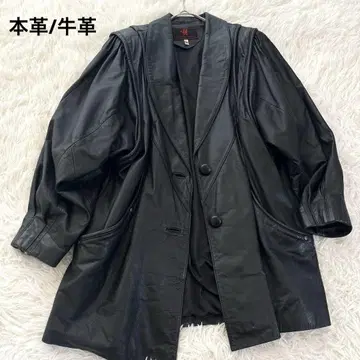 가죽 자켓 소가죽 천연 가죽 오버 사이즈 볼륨 소매 블랙 가죽 점퍼