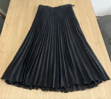 블랙 플리츠 롱 스커트 M
