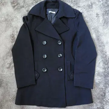 새상품급 블랙 더블 브레스트 피 코트