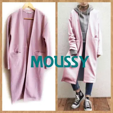 [ MOUSSY ] 노카라 컷 코트 핑크