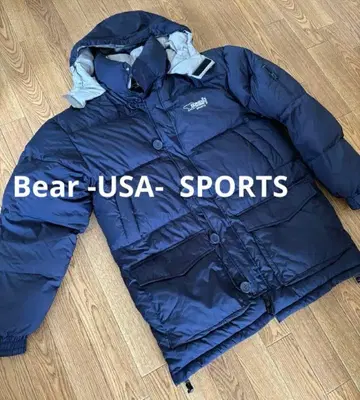 Bear SPORTS USA 네이비 후드 부착 다운 자켓