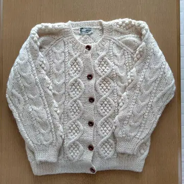 아란 니트 가디건 빈티지 생지 케이블 피셔맨 니트