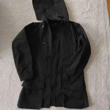 Y-3 후드 부착 코트 블랙