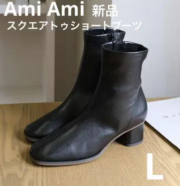 [ 새상품 ] AmiAmi 부드러운 스트레치! 스퀘어토 숏부츠 블랙 L
