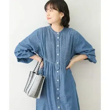 서니 라벨 요크 핀턱 데님 셔츠 원피스 미사용