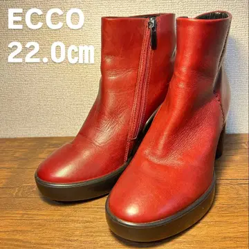 [ 새상품급 레어 ] ECCO 빨간색 지퍼 달린 숏부츠 22.0cm