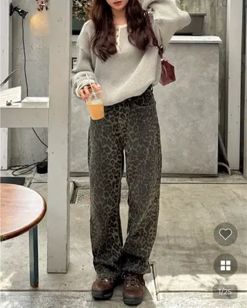 Nugu 레오파드 코튼 팬츠