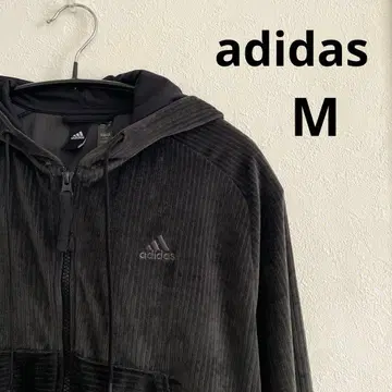 [ adidas ] 아디다스 후드티 코듀로이풍 블랙 숏 기장 M