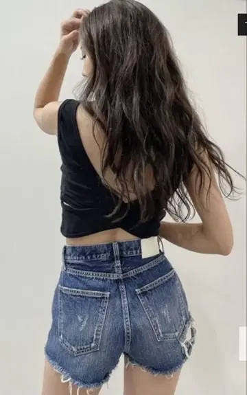 데님 블루 하이웨스트 숏팬츠