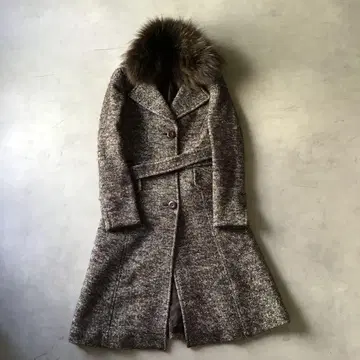 COMME CA DU MODE 꼼사데모드 퍼 달린 브라운 코트