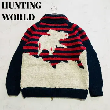 레어 헌팅월드 빅 사이즈 코위찬 니트 빅 로고 집업