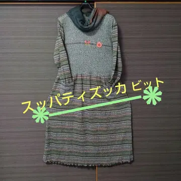 zuppadizucca 꽃 자수 그린 니트 원피스