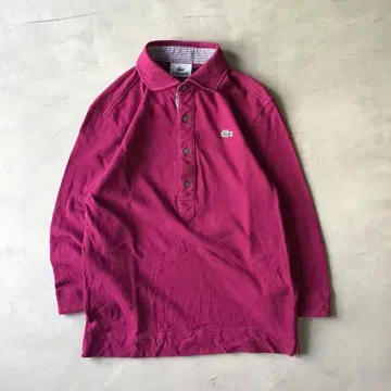 LACOSTE 라코스테 피케 셔츠 7부 기장 여성용 퍼플 크림슨
