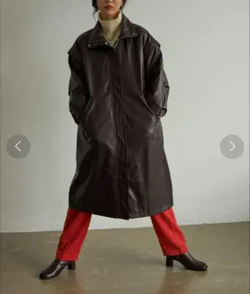 인조 가죽 롱 코트 오버 사이즈 vacancy 스탠드넥