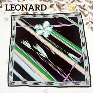 레오나르 LEONARD 회화풍 꽃무늬 대형 스카프 실크 100% 이태리제