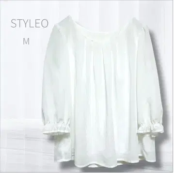 스타일온 9호(M) 화이트 쉬폰 블라우스 플리츠 볼륨 소매