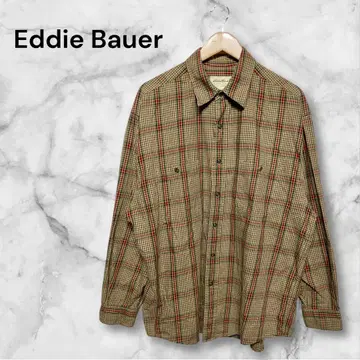 에디 바우어 긴팔 플란넬 셔츠 L 사이즈 레귤러 기장 앞 버튼 체크