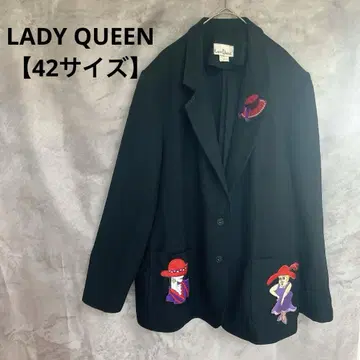 LADY QUEEN [ 42/XL ] 블랙 테일러드 자켓 아플리케 자수