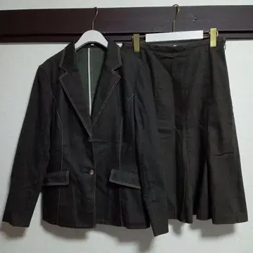 키이스 빅 사이즈 다크 브라운 데님풍 스커트 셋업