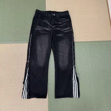 한국 남성용 데님 팬츠 사이드 지퍼 니치 스트릿