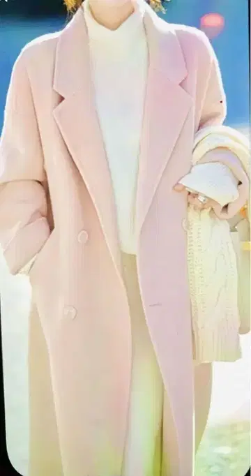 미사용 새상품 롱 코트 넉넉한 핑크 포켓 성숙 큐트 프리 사이즈