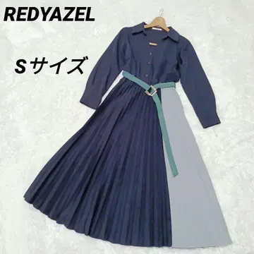 REDYAZEL 셔츠 옷깃 바이컬러 플리츠 원피스 S 사이즈