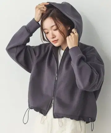 미사용 헌팅 다크 그레이 맨투맨 숏 후드티 차콜