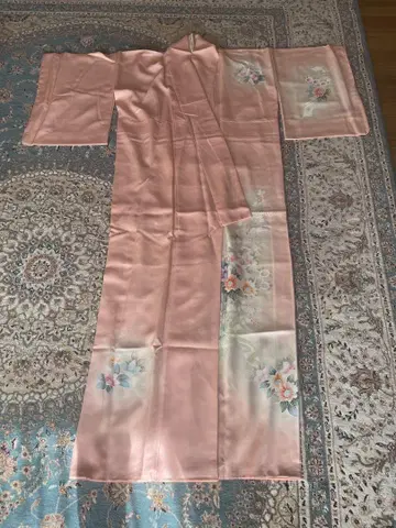 핑크 꽃무늬 호몬기 기모노