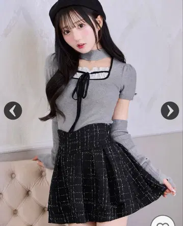 미셸 마카롱 트위드 슬림 레그 스커트 XS