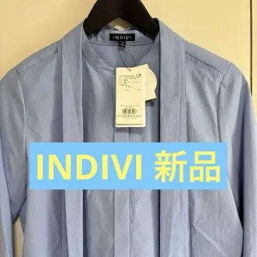 INDIVI 긴팔 블라우스 타이 포함 택 포함 새상품 정가 18,920엔