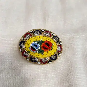 ITALY 이탈리아 마이크로 모자이크 브로치 꽃
