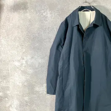 무인양품 스텐카라 코트 긴팔 미들 기장 네이비 무지 히요쿠 버튼