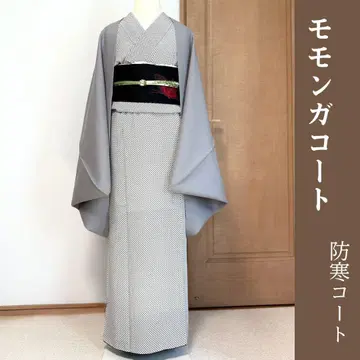 가슴 너비 넓은 블루 그레이 모몽가 코트 일본 의류 코트 겉옷