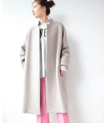 Plage MANTECO 스탠드 카라 코트 베이지 38