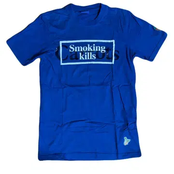 Smoking kills 파랑 Small 토끼 남성용 반팔 셔츠