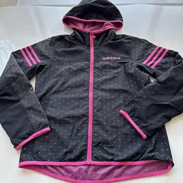 adidas 윈드 브레이커 S 도트 무늬 블랙 핑크 안감 메쉬 아우터