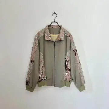 빈티지 나일론 자켓 호랑이 무늬 멋진 일본풍 패턴 애니멀 블루종 레트로