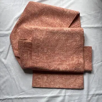 순수 실크 전 통 패턴 멋쟁이 후쿠로 오비 핑크색