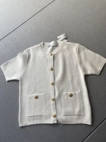 ZARA 화이트 니트 반팔 표기 사이즈 S