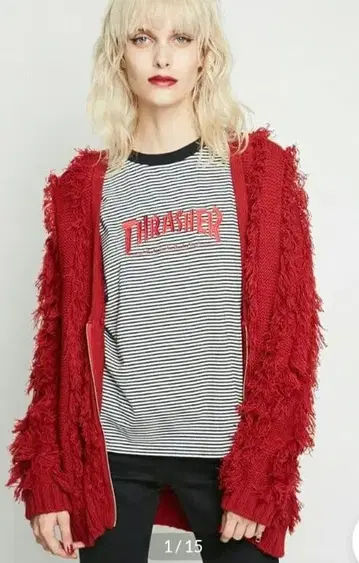 jouetie 지퍼 프린지 가디건
