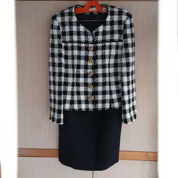 체크 무늬 트위드 셋업